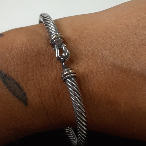 David Yurman Cable Classic Buckle Bracelet W/ Gold - Picture 5 of 7